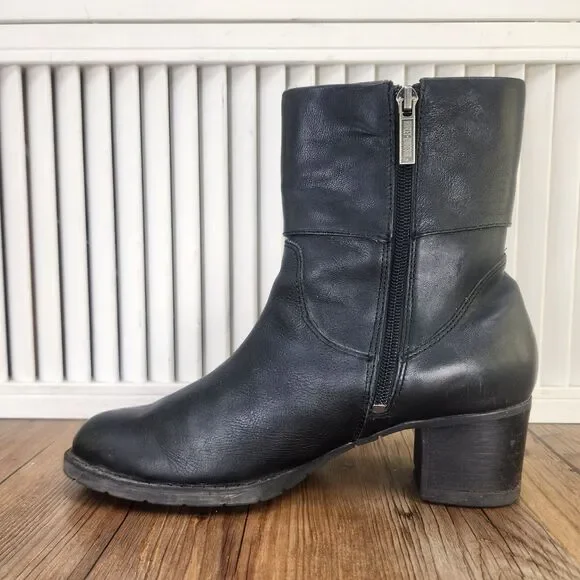 Harley-Davidson - Women’s Leather w/ Metal Buckle Black Heeled Boots - Size 8.5 - Picture 6 of 10